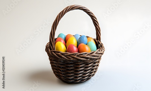 Colorful Easter Eggs in a Wicker Basket photo