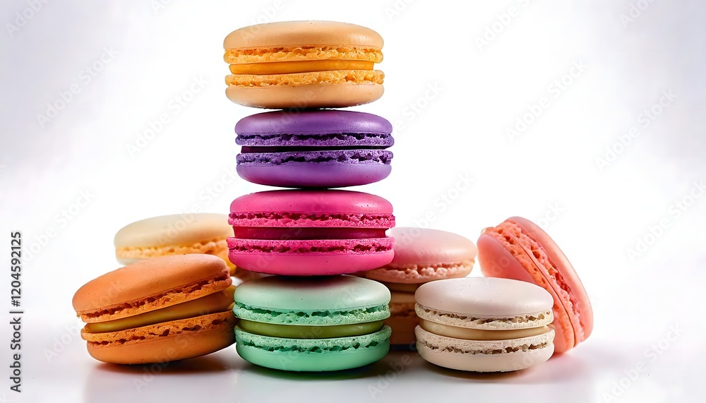 Fototapeta premium Delicious Multicolored Macarons Stacked in a Pyramid Shape