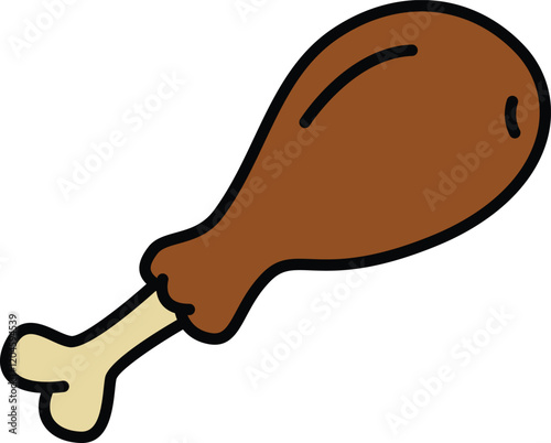 Chicken drumstick sticker doodle vector illustration.