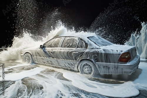 Car Wash Foam Explosion Dramatic Cleaning Action