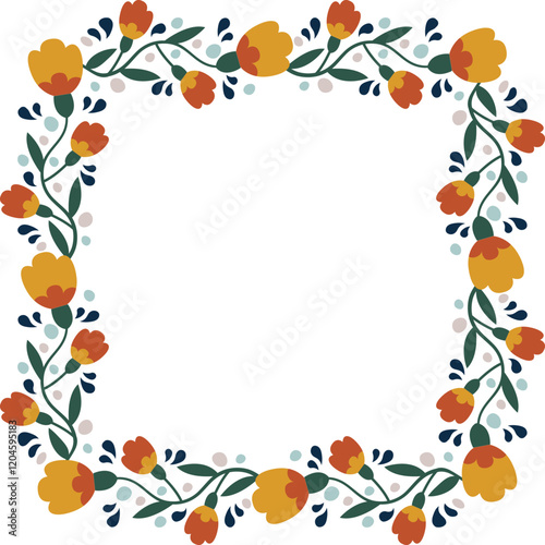 Folk Floral Square Frame