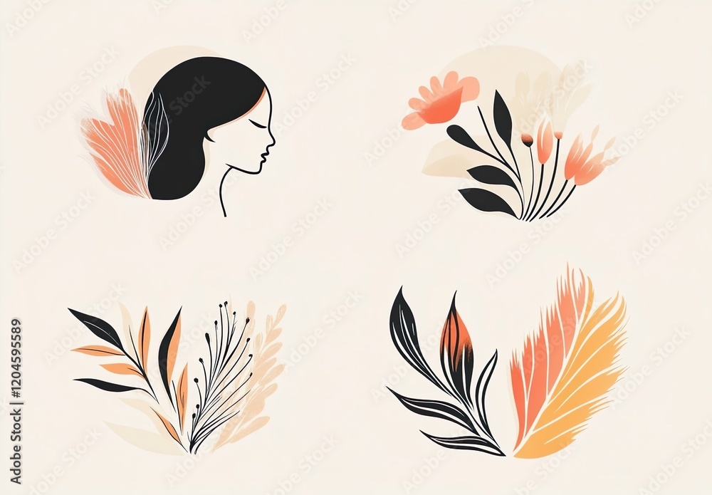 Fototapeta premium Feminine logo collections template premium vector