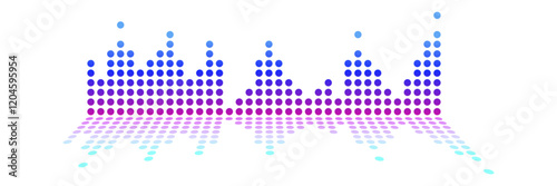 Sound wave icon. Gradient dot audio equalizer with reflection.