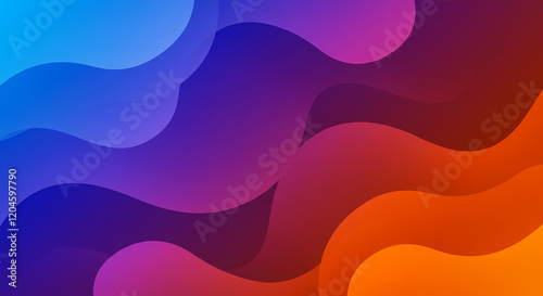 Abstract Colorful Wave Background Vibrant Gradient Hues in Blue Purple Orange Red