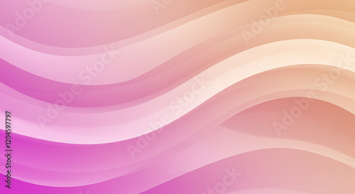 Abstract Pink and Peach Wave Background Soft Gradient Curves Fluid Design Elegant Swirls