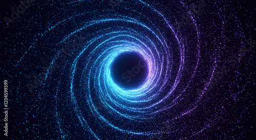 Abstract Cosmic Swirl Glowing Nebula Tunnel of Blue and Purple Particles
