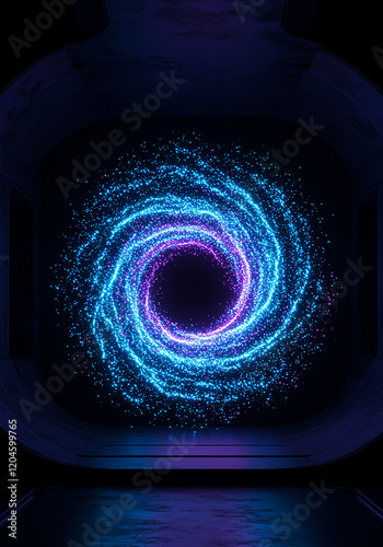 Abstract swirling nebula cosmic energy blue and purple particles futuristic design digital art