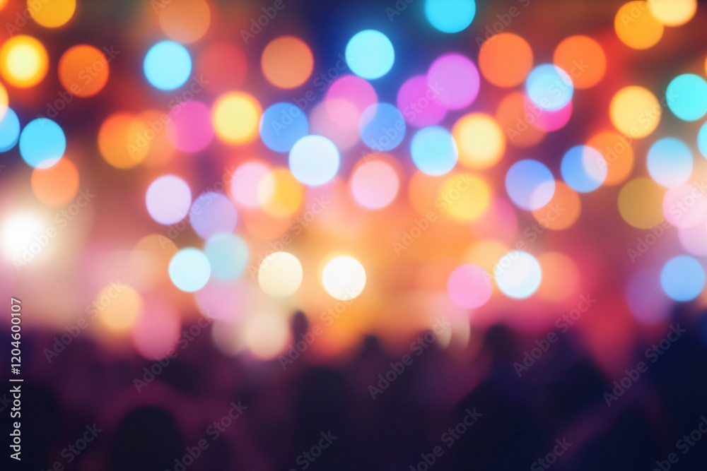 Fototapeta premium Blurred Festive Lights Concert Crowd Bokeh Background