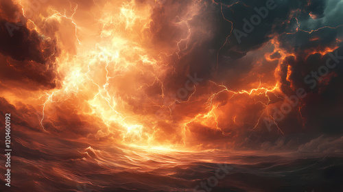 Captivating electrical storm: dramatic discharge of energetic currents. Electric Wave. Illustration
