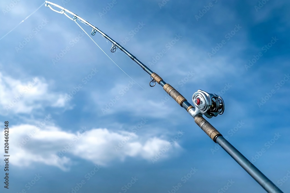 Fototapeta premium Stunning Fishing Rod Against Blue Sky Cloudscape
