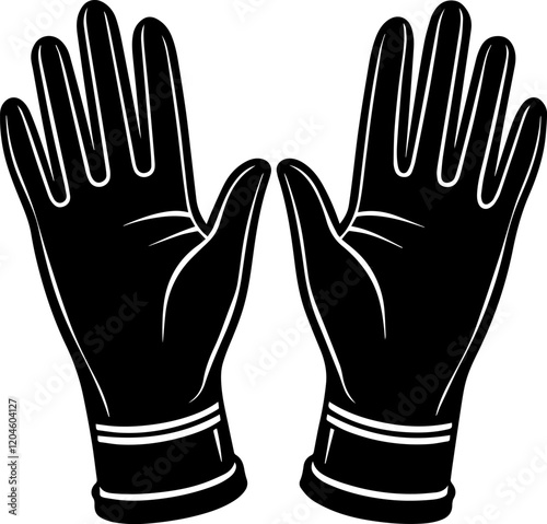 Black Silhouette of a hand in glove - Vector Illustration