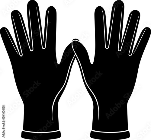 Black Silhouette of a hand in glove - Vector Illustration