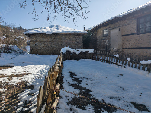 Winter view of Village of Leshten, Bulgaria photo