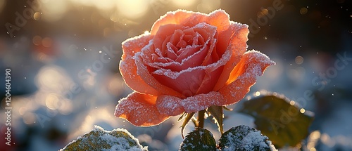 A Frosty Rose in Winter's Embrace: A Stunning Display of Nature's Resilience