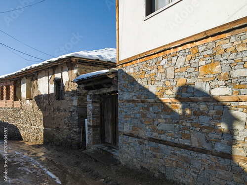 Winter view of Village of Leshten, Bulgaria photo