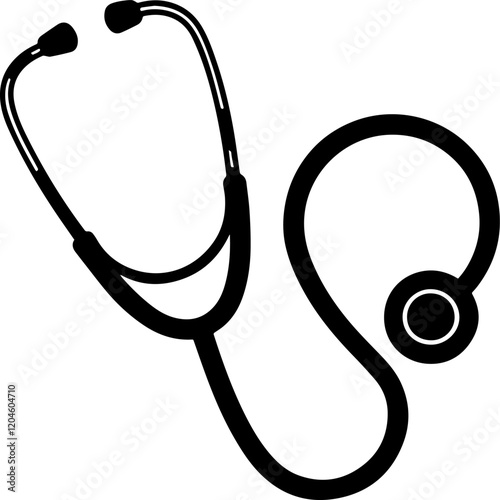 Black Silhouette of a Stethoscope - Vector Illustration
