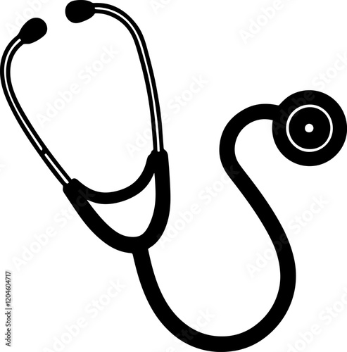 Black Silhouette of a Stethoscope - Vector Illustration