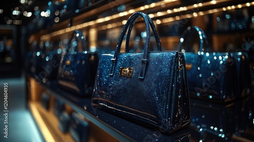 Luxury Handbags Display: A Showcase of Exquisite Blue Glitter Bags