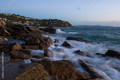 Photography Morning view of the rocky shore of Whale Beach, Sydney, Australia