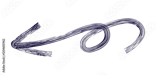Hand drawn simple arrow drawn with wax crayon, chalk or charcoal. Uneven dry texture for underlining highlighting. Pencil drawn lines, strikethrough, grungy vector isolated on white
