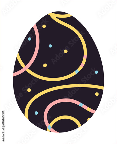 Easter egg, Easter day festival icon, ostern egg illustration with decoration pattern squiggle trxtured brush symbols collection, vector illustration.
