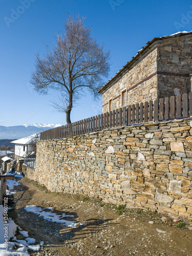 Winter view of Village of Leshten, Bulgaria photo