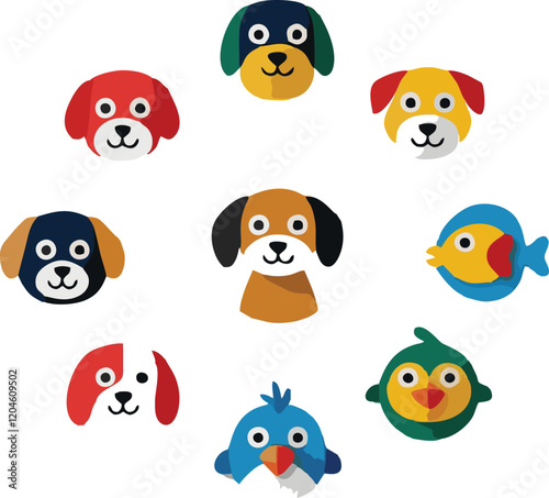 Set of 9 outline icons related to pet friendly vector illustration white background