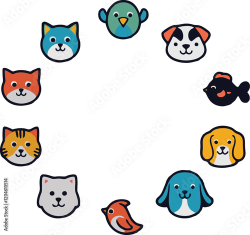 Set of 9 outline icons related to pet friendly vector illustration white background