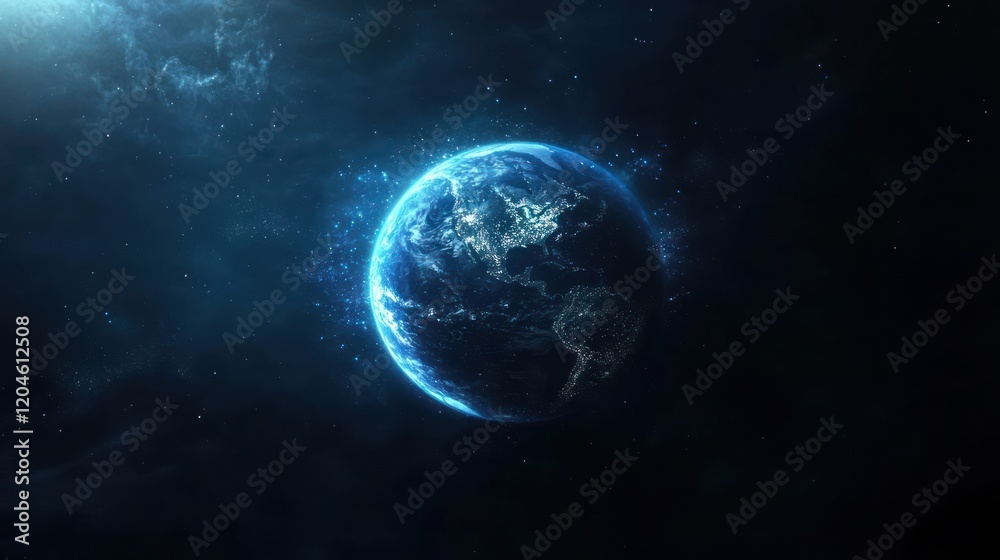 Obraz premium planet Earth with global network and connectivity