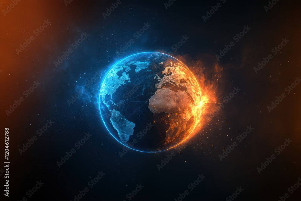 Fototapeta premium Abstract Earth globe with a global network and connectivity concept