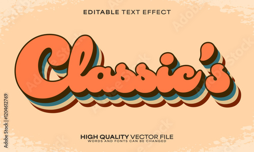 Retro classic text effect, editable text effect and vintage 3d font style bold shadow oldschool poster design