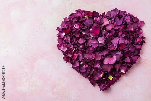 A red paper heart that has been split into halves against a light pastel pink background. The composition symbolizes a broken heart, captured from a top-down perspective. photo
