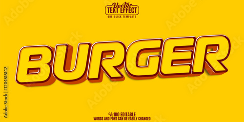 Burger editable text effect, customizable food and fastfood 3d font style