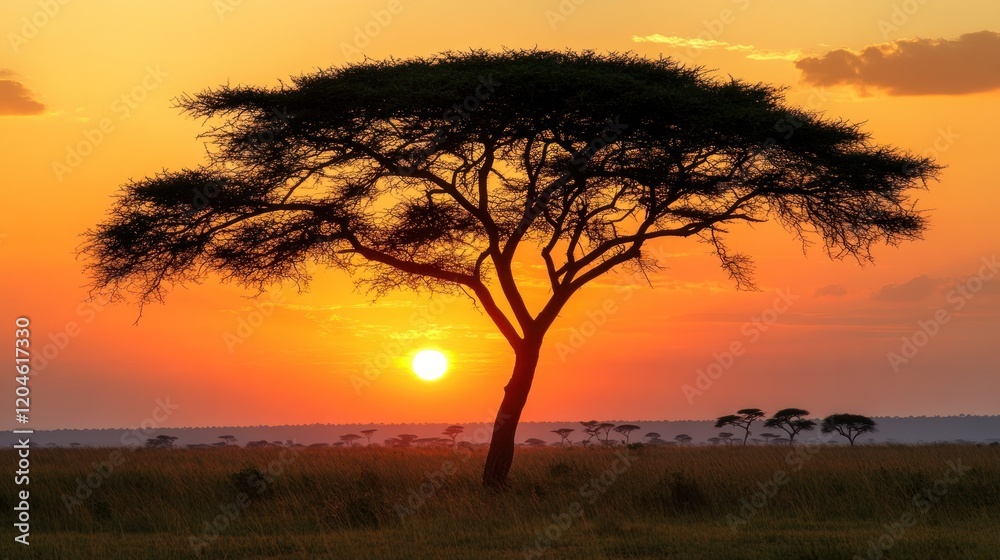 African Sunset: Silhouette of an Acacia Tree African Sunset: Silhouette of an Acacia Tree