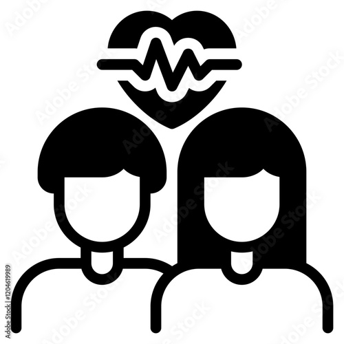 Couple with Heartbeat Icon for Health Awareness