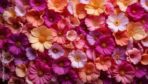 Vibrant Cosmos Flower Background Pink Orange Purple Floral Texture