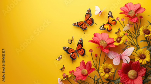 butterfly and flowers