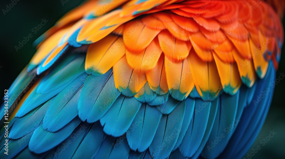 Fototapeta premium Vibrant dual feathers in harmony - orange and blue close-up.