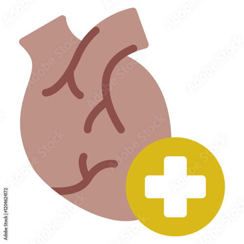 Heart Health Icon with Medical Cross