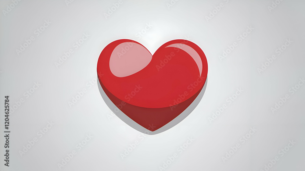 Red heart on white background, Glossy red heart shape on a clean white background, Minimalist design featuring a single red heart. Red heart on white background, Glossy red heart shape on a clean white background, Minimalist design featuring a single red heart.