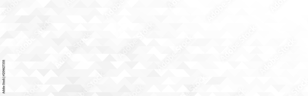 Triangle background. White minimal texture for website, brochure, banner. Neutral abstract mosaic. Geometric wallpaper with light gradient. Smooth triangular template. Vector illustration.