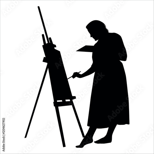 Drawing Artist Silhouette vector illustration