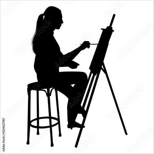 Drawing Artist Silhouette vector illustration