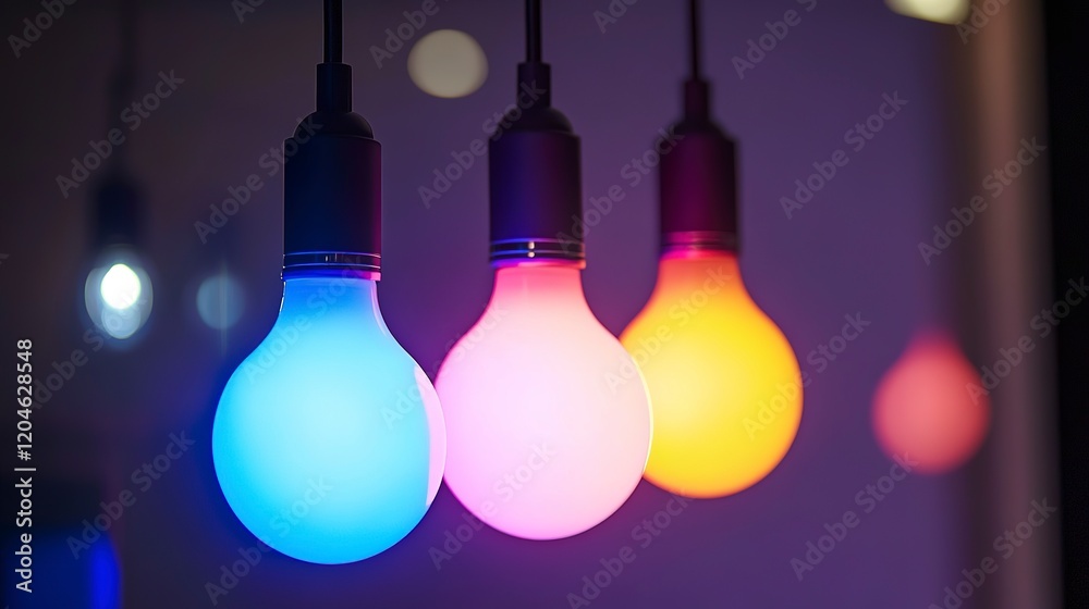 Smart lighting solutions with customizable colors enhancing modern living spaces for personalized ambiance