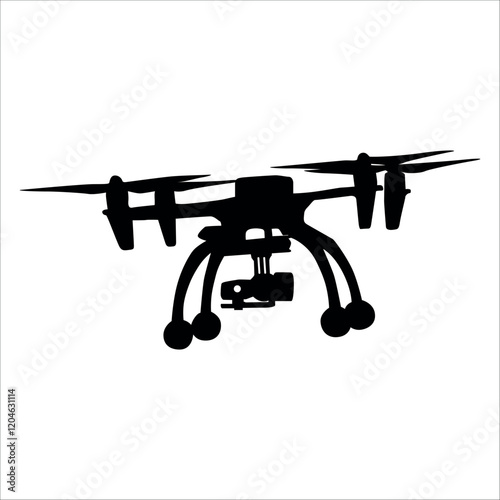 Flying Drone Silhouette vector illustration
