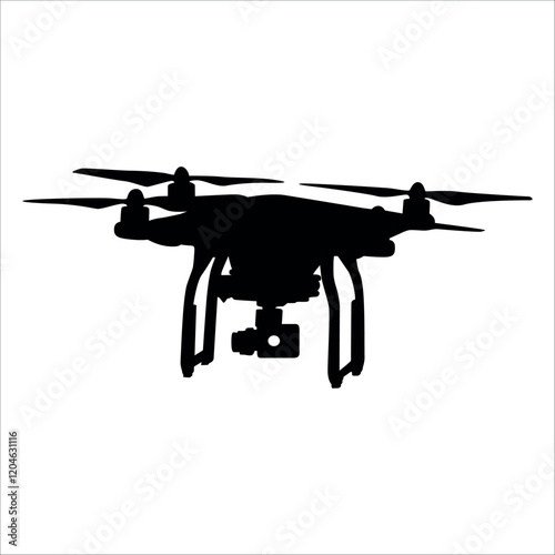 Flying Drone Silhouette vector illustration