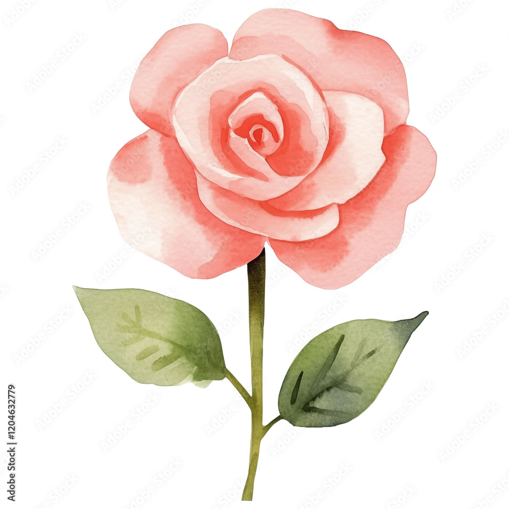 Fototapeta premium simple watercolor illustration of A Valentine Floribunda rose