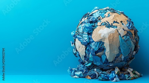 Global Recycling Day Environment Sustainability Reuse Global Globe made of recycled materials photo