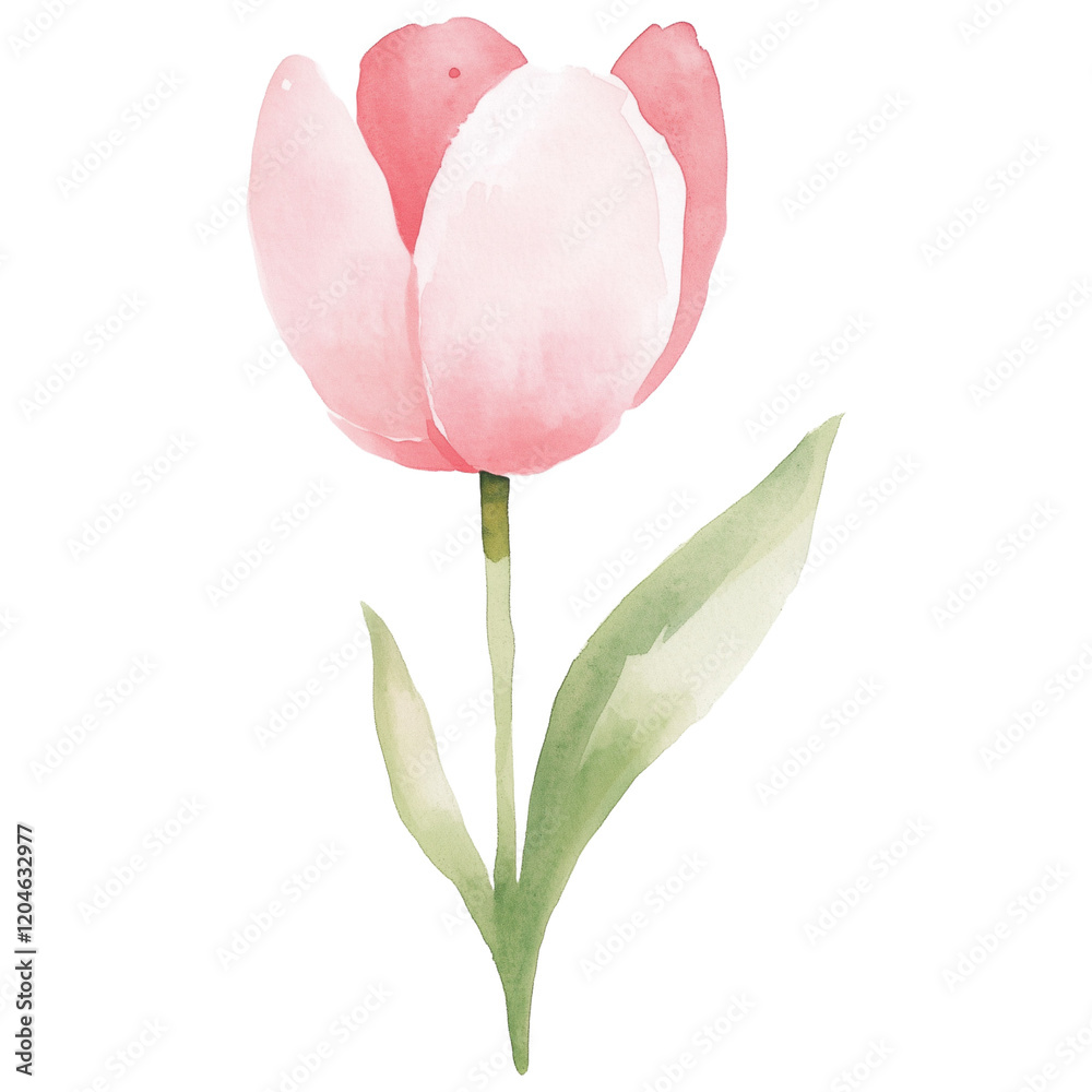 simple watercolor illustration of A tulip. simple watercolor illustration of A tulip.
