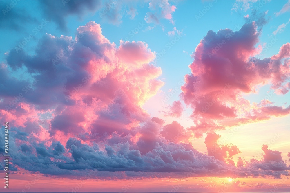 Serene sunset sky with soft pastel clouds in tranquil landscape at golden hour Serene sunset sky with soft pastel clouds in tranquil landscape at golden hour